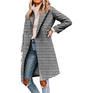 Womens Wool Blend Double Breasted Pea Coat Notched Lapel Winter Jackets